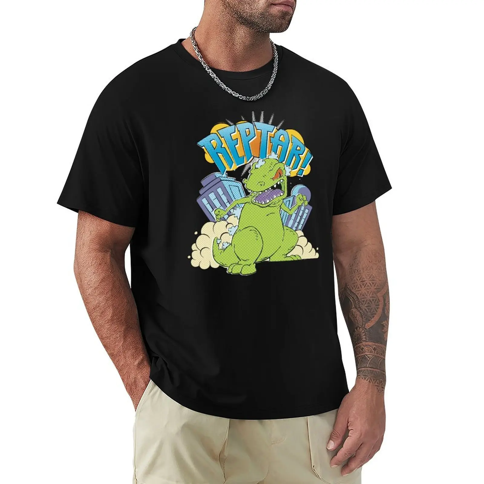 Фото Футболка Rugrats Reptar City Destroyer с принтом в стиле поп-арт, повседневная футболка в рабочем стиле №1