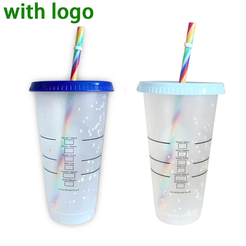 

710ml Straw Cup With Lid&logo Color Changing Coffee Cup Reusable Cups Plastic Coffee Tumbler Matte Finish Drinkware Water Mug