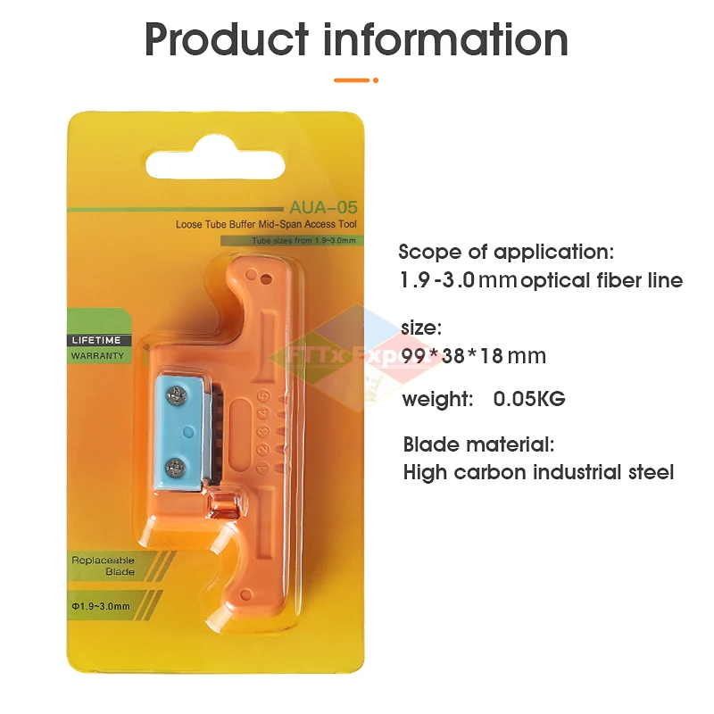 New HMSAT-5 Fiber Cable Ribbon Stripper HMSAT5 Loose Tube Buffer Mid-Span Access Tool 1.9mm to 3.0mm Replaceable Blade AUA-05