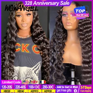 Imported Wow Angel HD Lace Frontal Wigs 34inch Deep Wave Wigs 13x6 Full Lace Front Human Hair Wigs Melt Skins