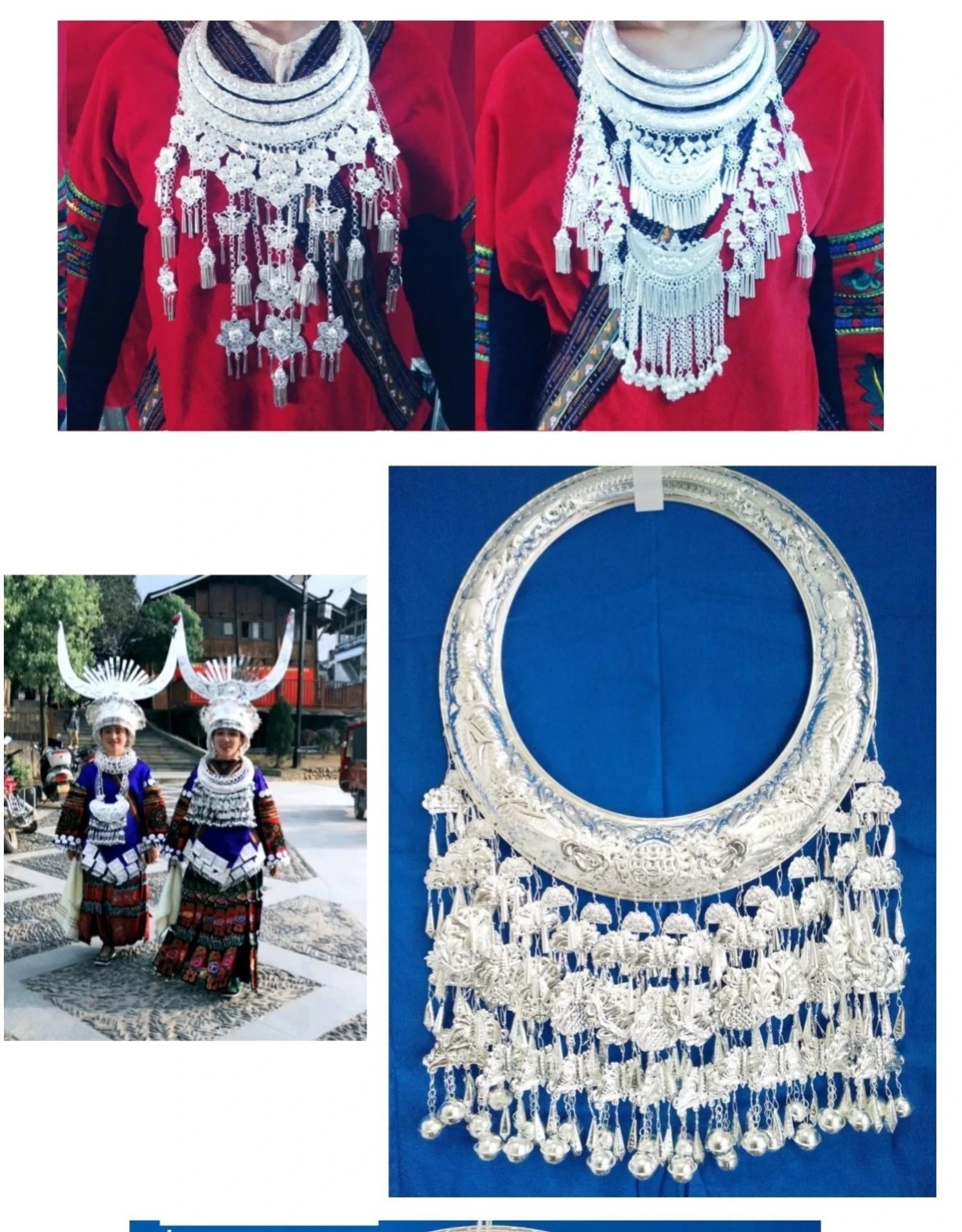 Этнический воротник Минори Мяо Серебро Тоцзя Детское серебряное ожерелье Яо