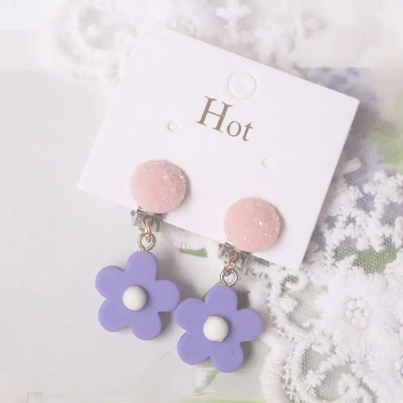 

Fashion Baby Girl Flower Earrings Flower Ear Clip No Need For Piercing