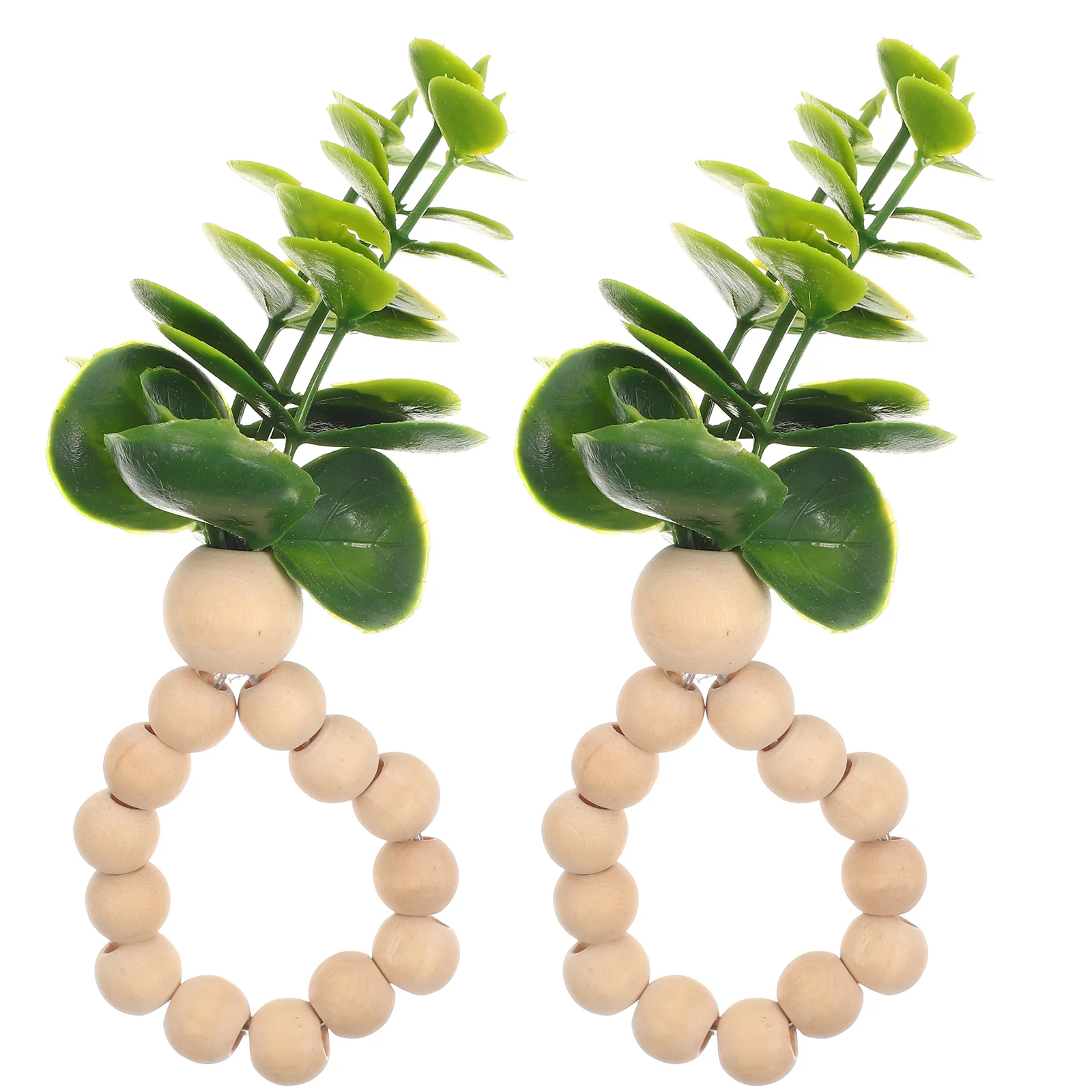 

Napkin Ring Holder Serviette Buckle Rings Rustic Decorative Eucalyptus Wedding Napkins Table Beaded Wooden Greenery Bead Dining