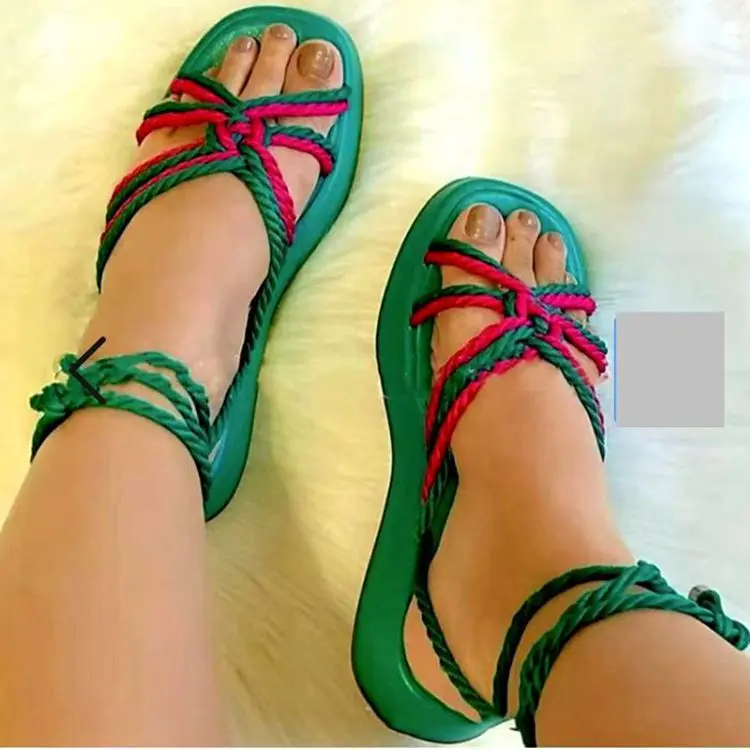 

2022 New Sandals Summer Women Ankle Strap Roman Shoes Ladies Plus Size Leisure Open Toes Flat Open Toe Non-Slip Beach Sandals