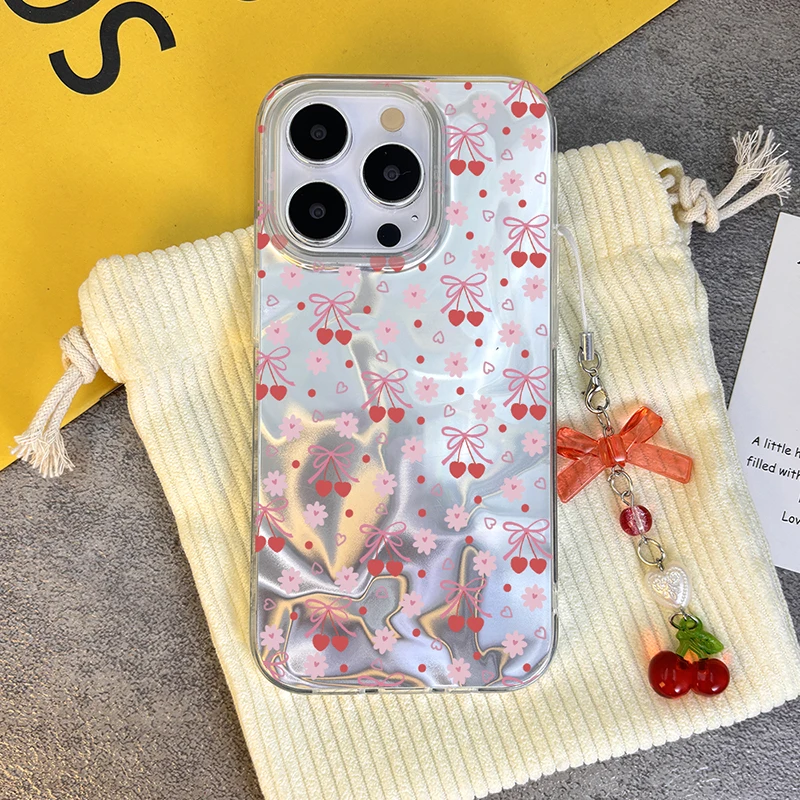 Чехол с мультяшным бантом Cherry для Vivo V40 V40E V30 Pro V29 Lite V30E V27E V25E Y35 Y33 Y20 Y22 Y51 Y56 Y31 Y38 Y17 Y12