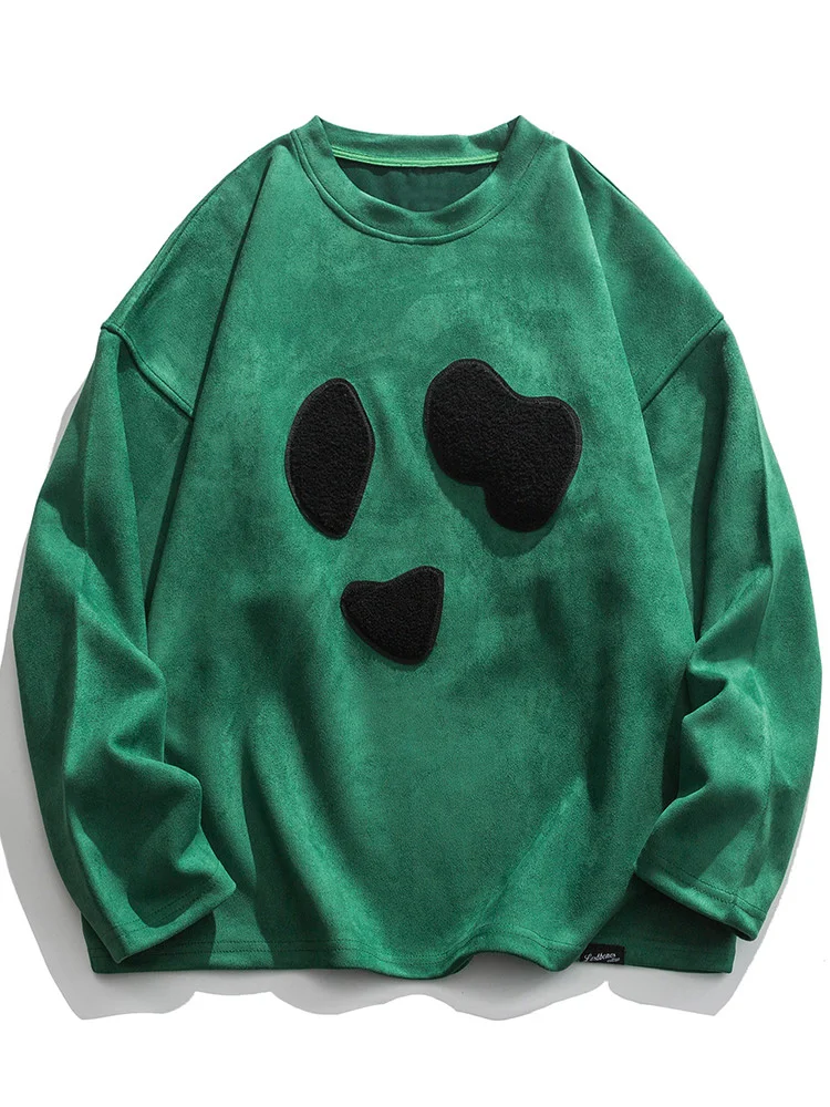 

Свитшот мужской оверсайз в стиле хип-хоп, однотонный пуловер со сломанными дырками, Базовая Универсальная уличная одежда в стиле Харадзюку,...