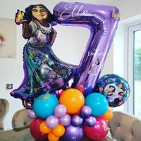 28pcs encanto mirabel birthday balloons for kids 40 inch purple number balloons disney theme birthday party decoration new 2023
