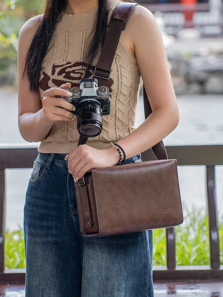 Винтажная сумка ручной работы из натуральной кожи для фотоаппарата Fuji canon Nikon Sony