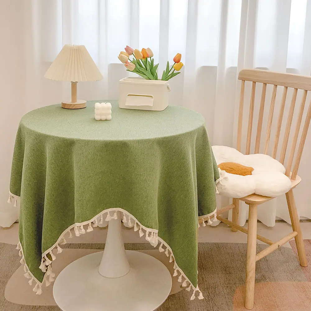 

Table tablecloth with fringes, tea table fabric,desk decoration fabric, table tablecloth in the atmosphere, imitation cotton