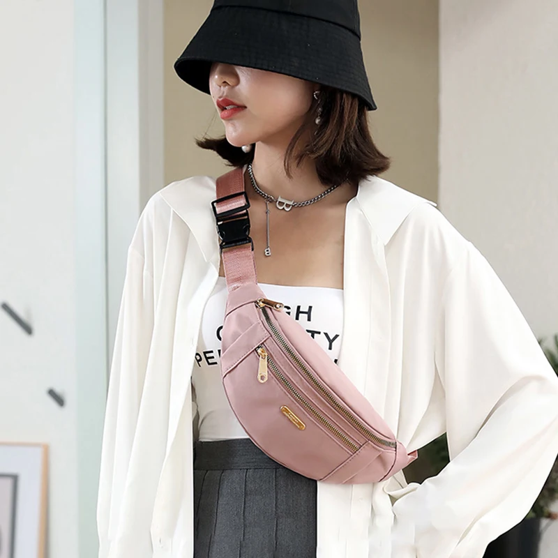 

Women's Waist Bag Nylon Leather Waterproof Shoulder Bag Ladies Multifunction Chest Bag Classic Female Fanny Pack Trend Belt Bags