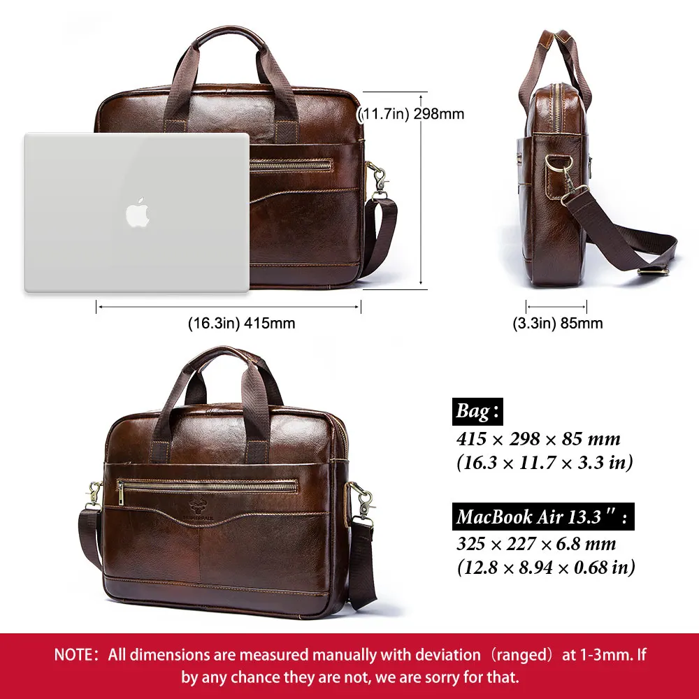 Free engraving Genuine Leather Men Briefcase Classic Fashion Office Handbag Male Shoulder Messenger Suitable For 14 Inch Laptop