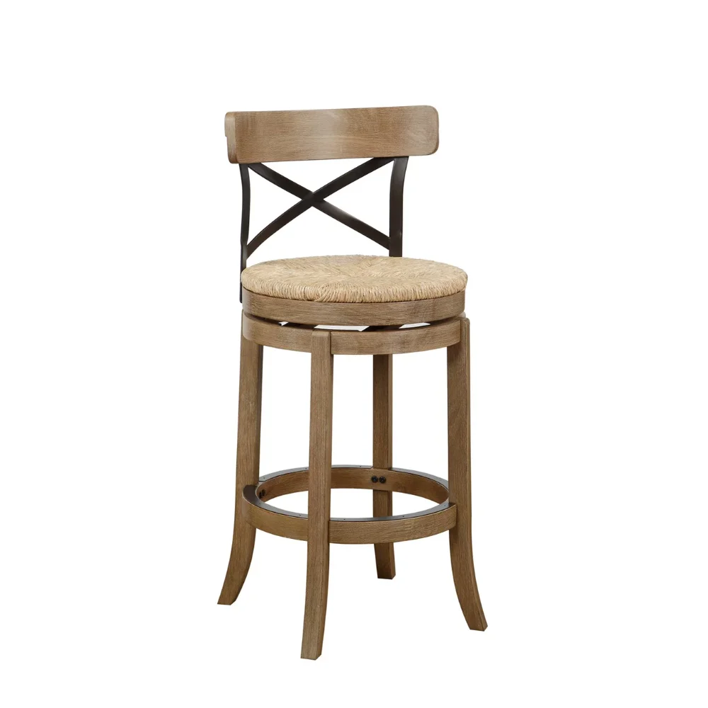 

Boraam Myrtle 29in. X-Back Swivel Wood Bar Stool, Wheat Wire-Brush Finish