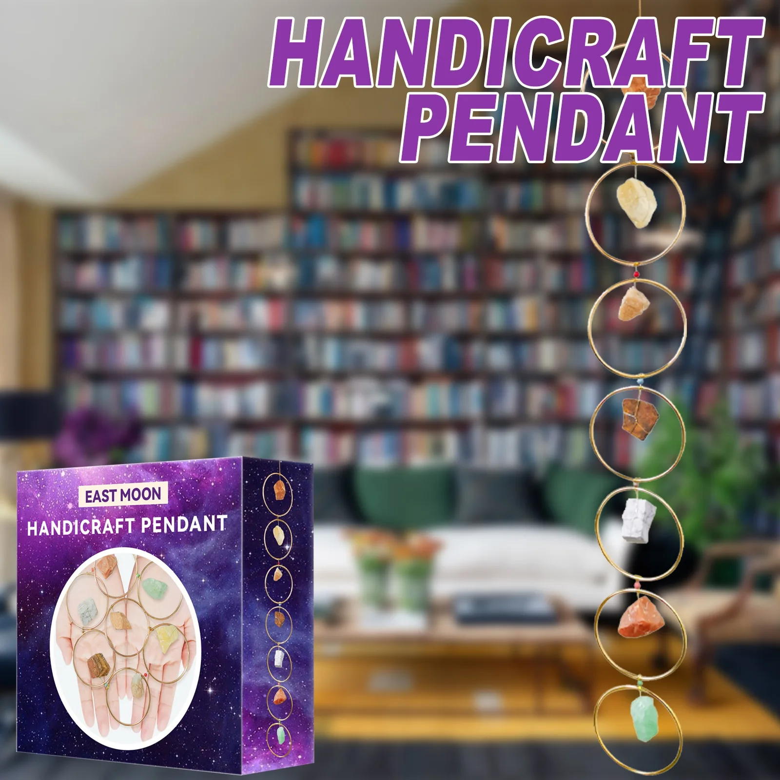 

7 Rings Chakra Decoration Suncatcher Car Wall Ornament Lucky Charm Hanging Ornaments Room Ore Stones Natural Window Door Wind