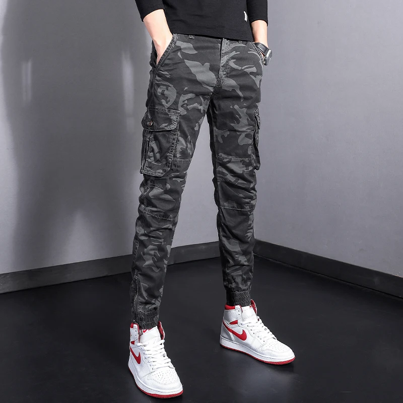 Street Fashion Men Jeans Multi Pockets Casual Cargo Pants Hombre Bottom Zipper Designer Hip Hop Joggers Men Camouflage Trousers