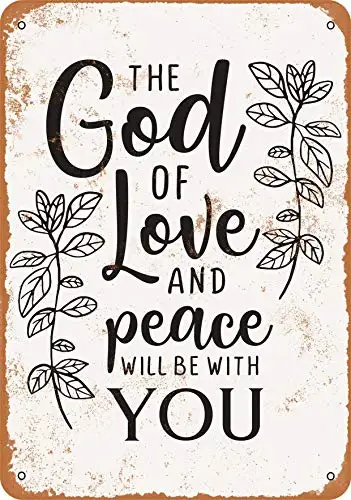 

Metal Sign - The God of Love and Peace Will Be with You - Vintage Look