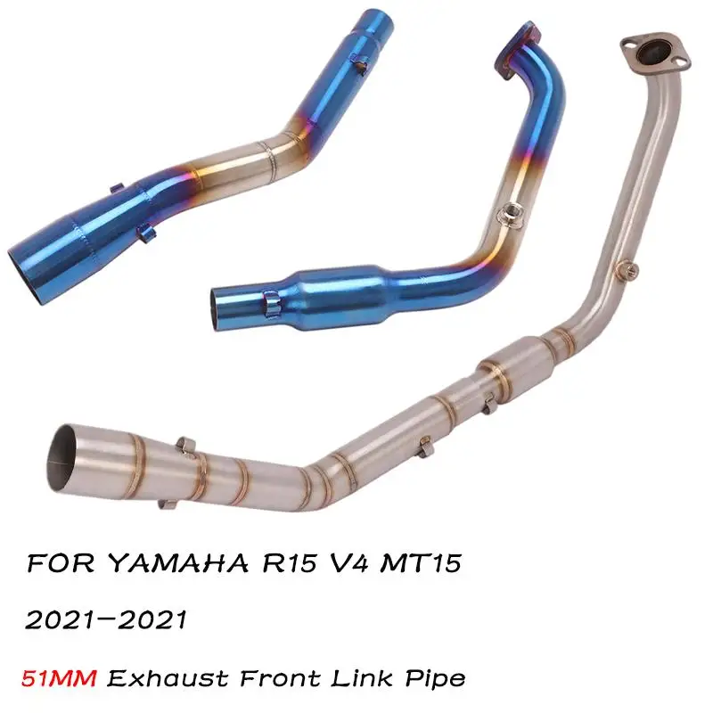 

Header Pipe For Yamaha R15 MT15 V4 2020-2021 Motorcycle Exhaust Pipe Front Link Slip On Escape Muffler 51MM Stainless Steel