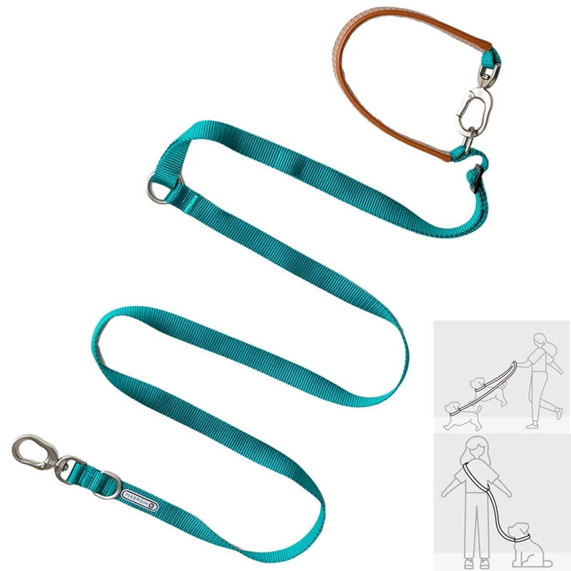 

Кожаный поводок для собак «свободные руки», регулируемый двухсторонний поводок для бега, ходьбы, для 2 собак, маленький, средний, большой