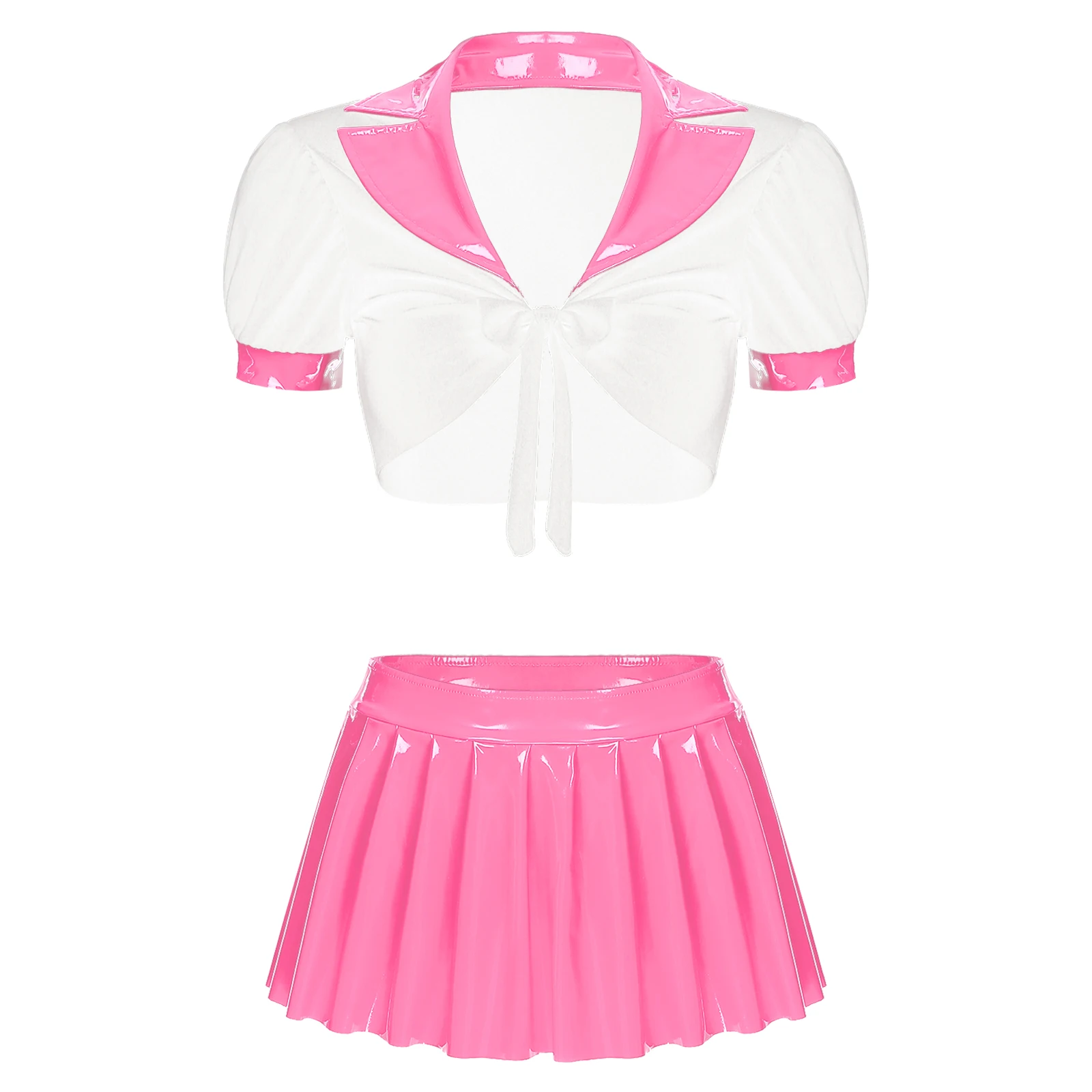 

Женский костюм для ролевых игр, короткий топ с короткими рукавами и микро плиссированные юбки