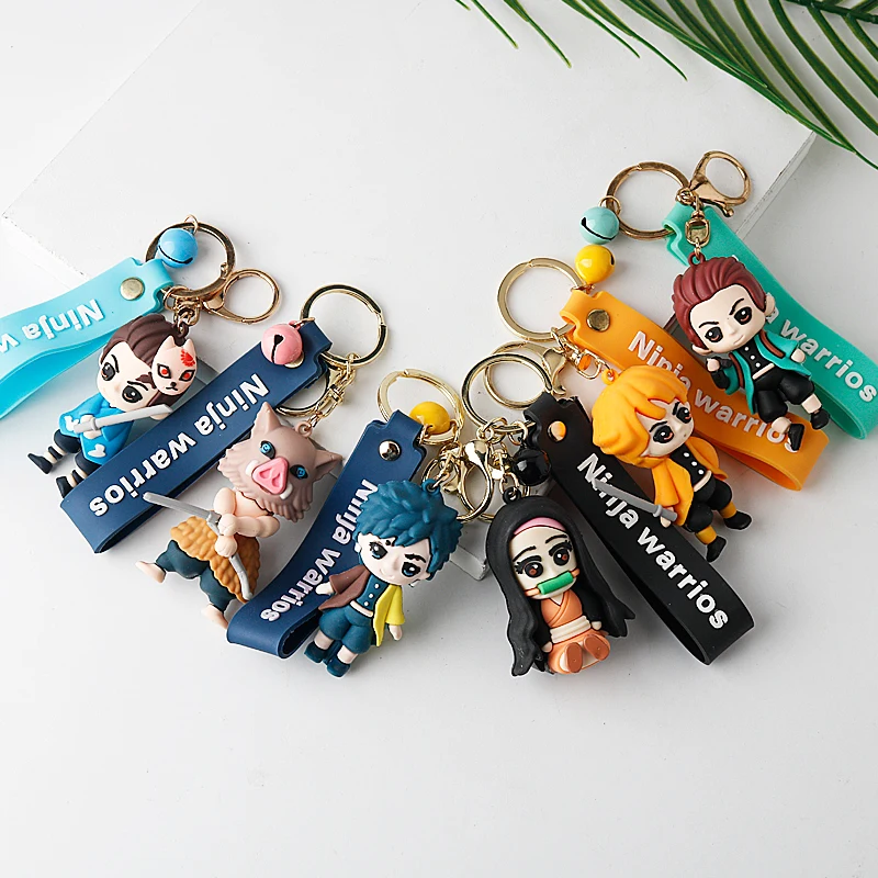 New Anime Demon Slayer Keychain Cosplay Kimetsu No Yaiba 3D Rubber Pendant Car Key Ring Cute Bag Accessories Jewelry Fans Gift