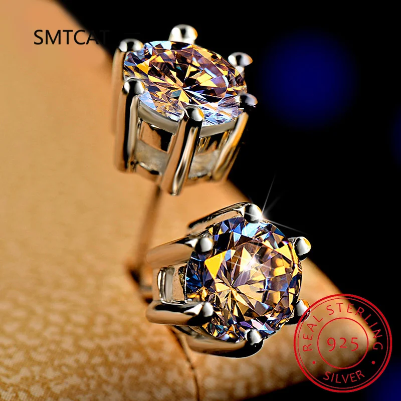 

Женские серьги-гвоздики из серебра 100% пробы, с муассанитом