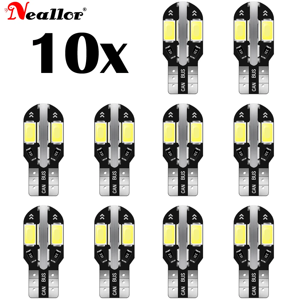 

Светодиодные лампы W5W T10 Canbus 5730 8SMD 12 в 6000K 194 168, 10 шт.