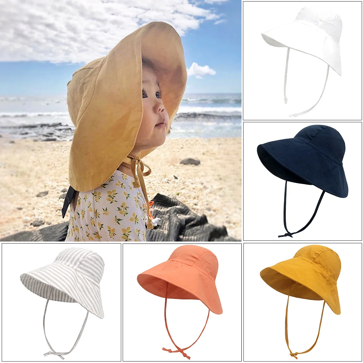 

Big Brim Baby Sun Hat Summer Spring Kids Bucket Hat for Girls Boys Cotton Linen Children Cap Beach Travel Kids Hats Caps 2M-4Y