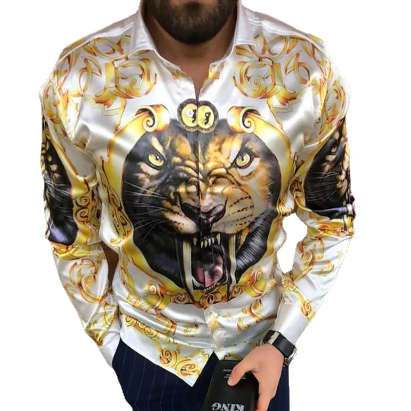Hot Sale Satin Shirt Fashion Casual Men