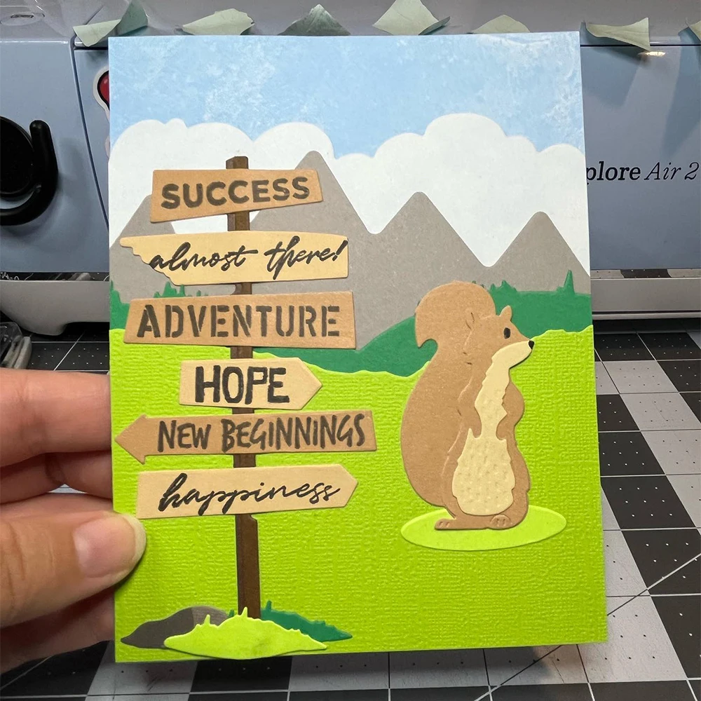 Трава гора город контур здания металлические трафареты сделай сам открытка