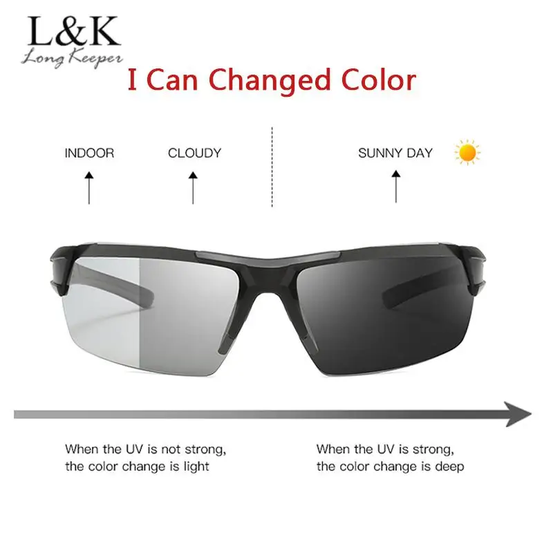 

Retro Classic Rimless Photochromic Sunglasses Men Polarized Square Driver Glasses Chameleon Anti Glare gafas de sol hombre