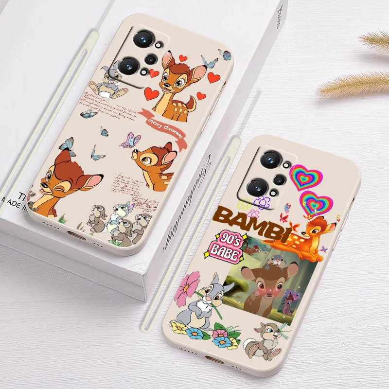 

Cartoon disney little deer Bambi For OPPO Realme 8 7 6 5 i GT Pro Master Neo2 3 C21 Y Reno5 Lite 6Pro Liquid Rope Phone Case