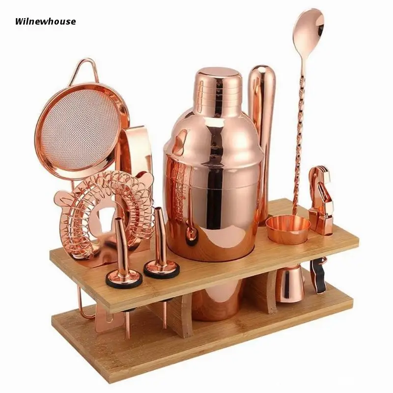 

F63A Cocktail Shaker Making Set 11pcs Bartender Kit For Mixer Wine Martini Stainless Steel Bars Tool Home Party Accessories