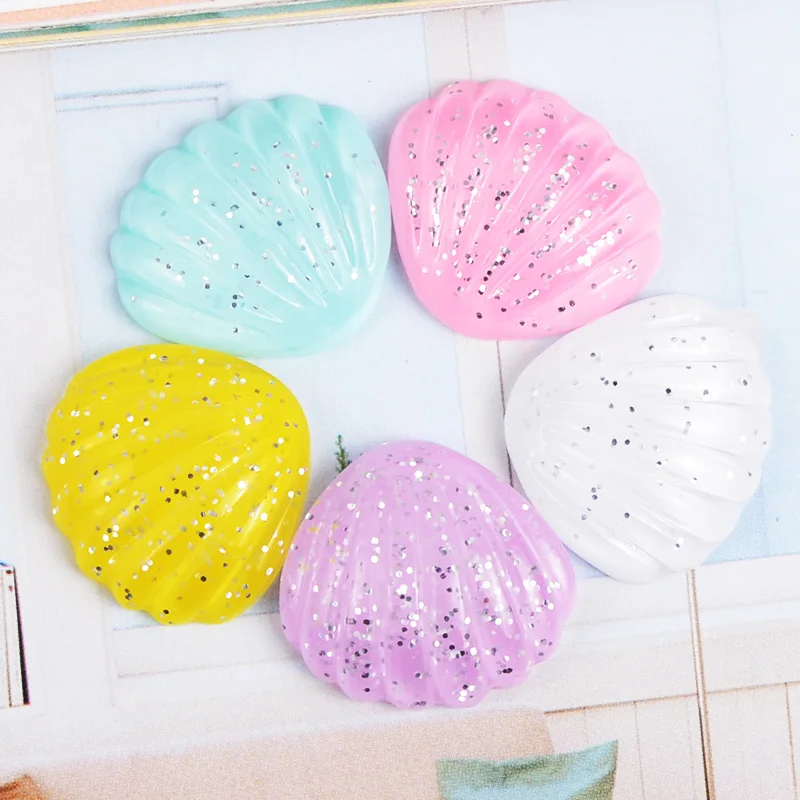 10 шт. блестящие красочные 3D Shell плоское украшение из смолы Flatback Стразы свадебные