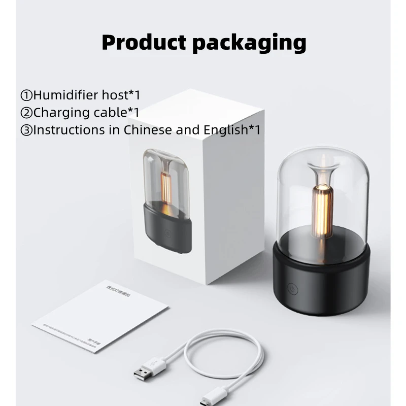 Candle Light Portable Air Humidifier No Water and Power Failure Protection Fragrance Diffuser Essential Oils 120ML Aroma Home images - 6