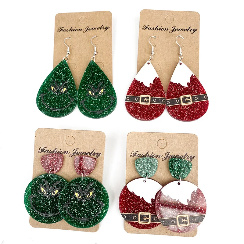 Классические рождественские Мультяшные серьги 2024 модные новые акриловые
