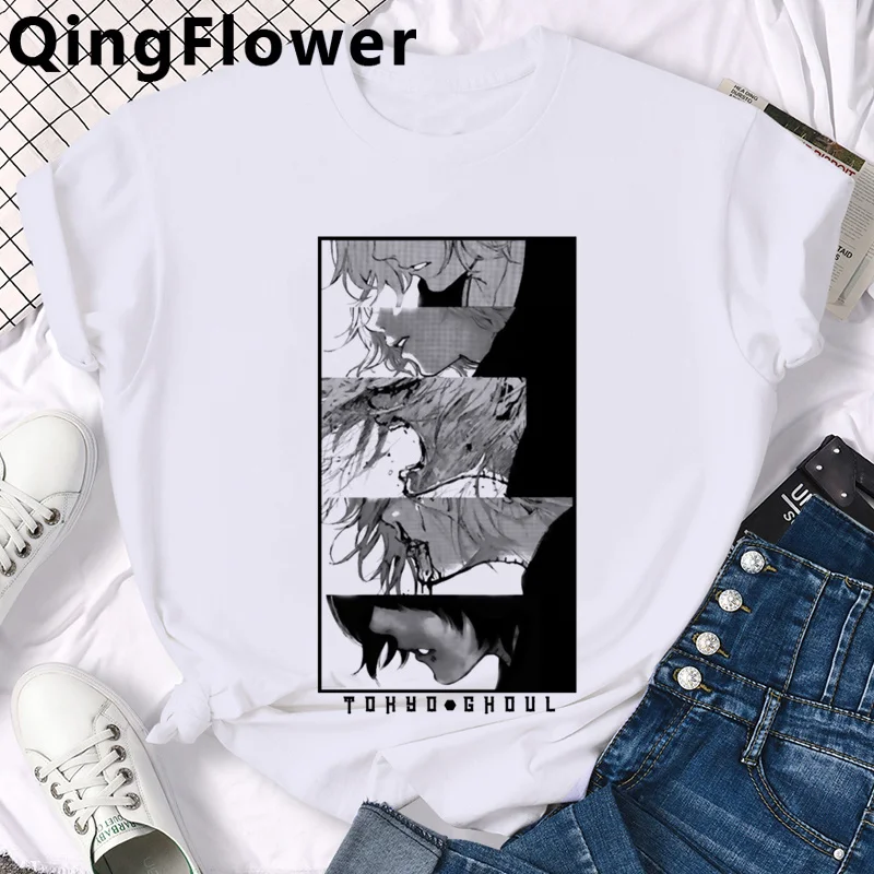 

Kaneki Ken Tokyo Ghoul clothes male aesthetic ulzzang vintage 2020 white t shirt t-shirt t shirt kawaii