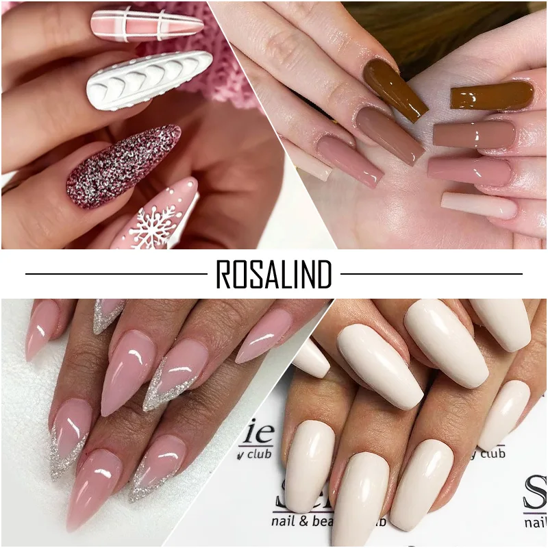 Гелевые накладные ногти ROSALIND с наклейками полное покрытие французского маникюра