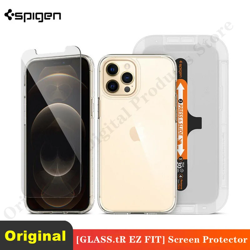 

Защита экрана для Apple iPhone 12 Mini / 12 / 12 Pro / 12 Pro Max | Spigen [ GLASS.tR EZ FIT] пленка из закаленного стекла (2 шт.)