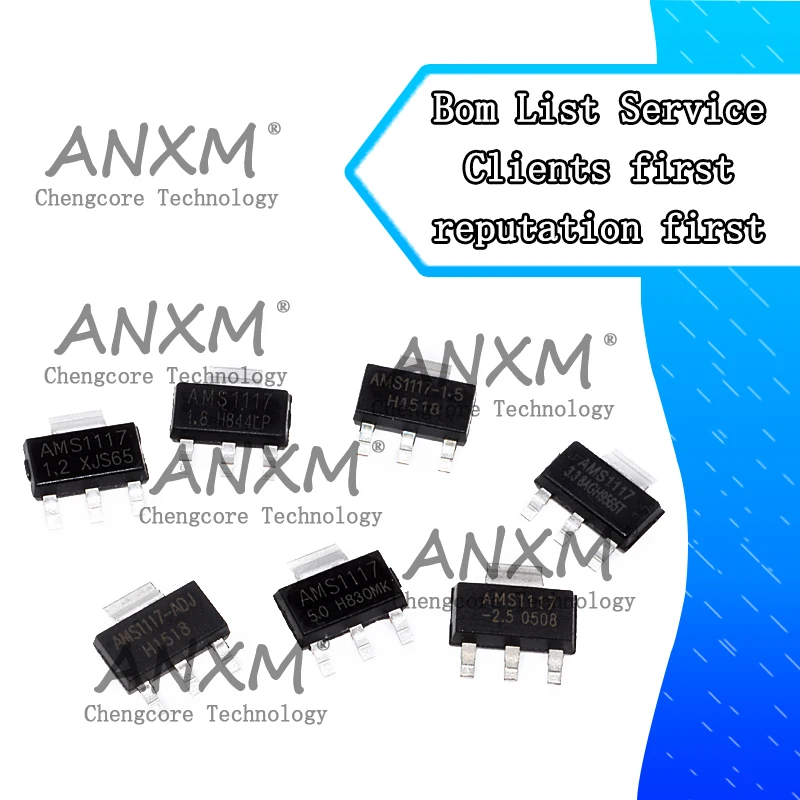 

10 Piezas AMS1117-3.3V 1.2V 1.8V 1.5V 5.0V 2.5V ADJ SOT-223 SOT-89 A Series of Regulated Power Supply Chip