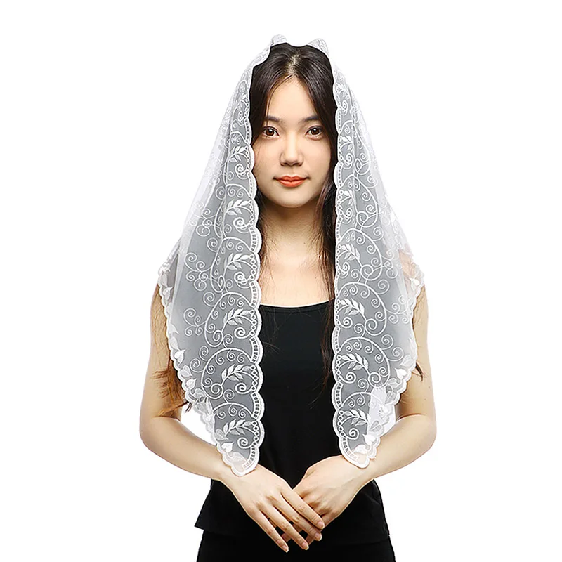 

Trendy Women Lace Triangle Scarf Ladies Hollow Tassel Shawl Headscarf Bridal Shawl Female Flower Hijab Mantilla Triangle Scarf