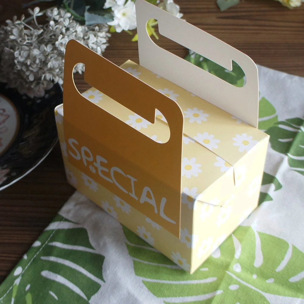 16*10*9 см 10 шт. желтая зеленая Цветочная бумажная коробка с ручкой Baby Shower свадебные