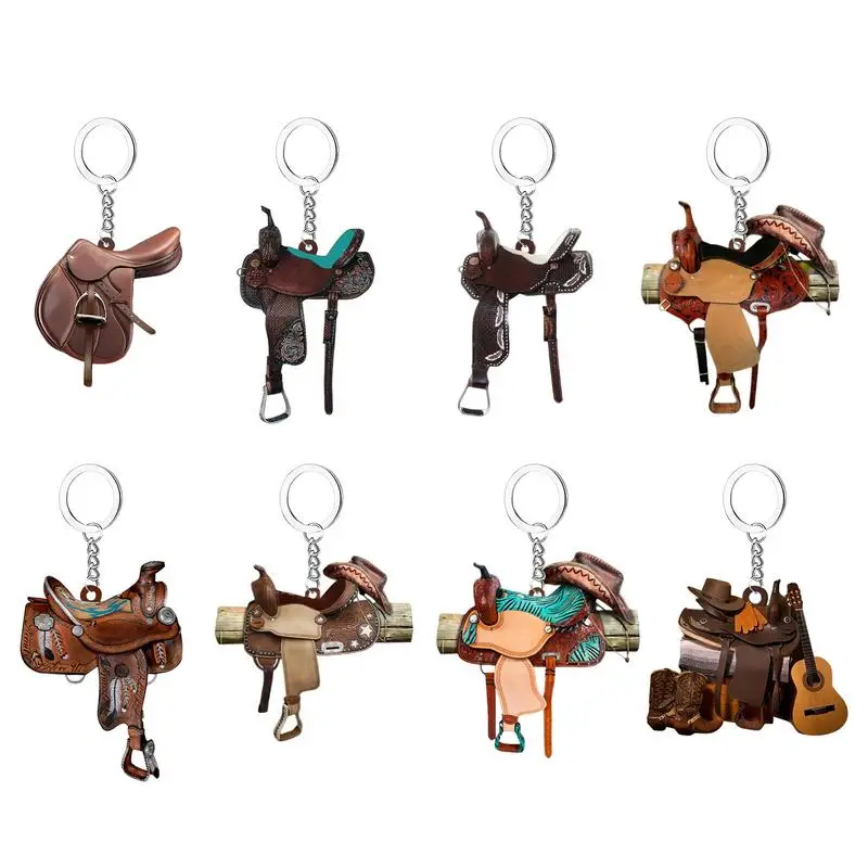 

Saddle Acrylic Car Pendant 2D Creative Saddle Acrylic Pendant Retro Charm Decor Creative Cowboy Cowgirl Pendant For Horse