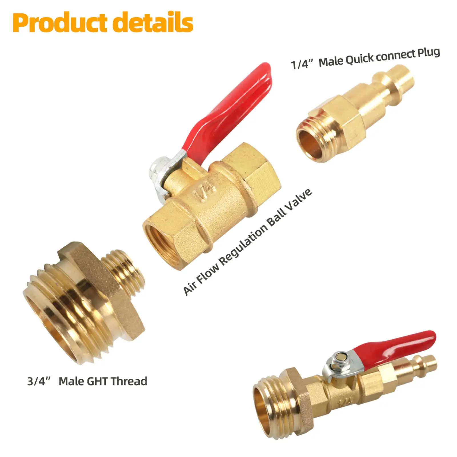 Переходник для шланга быстроразъемный штекер 1/4 дюйма наружная резьба 3/4 |
