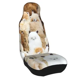 Custom Print Automobile Seat Cover Cute Animal Design Alpaca Seat Covers for Universal Fits Most Cars