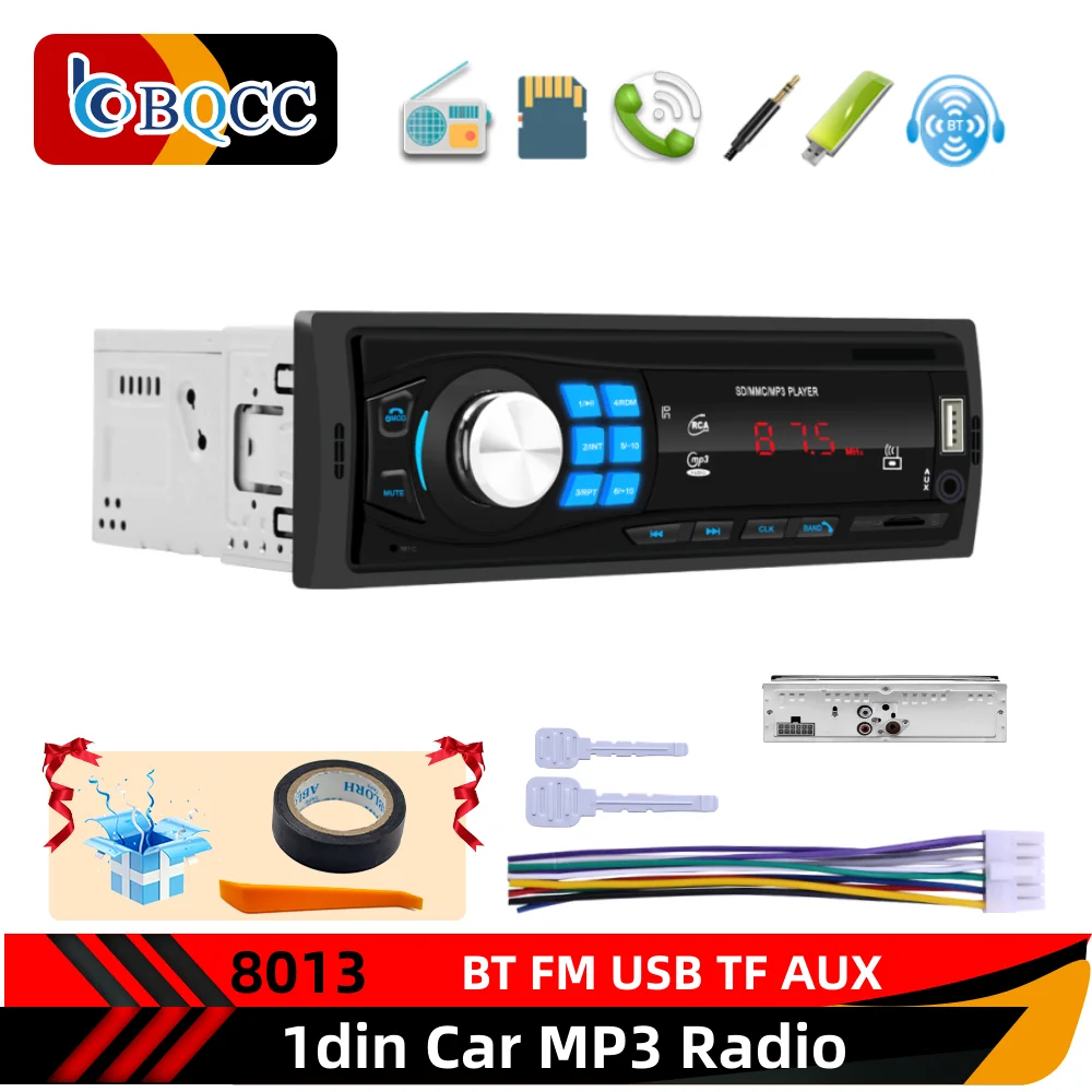 

Autoradio 1DIN Car Radio Stereo In-Dash Bluetooth Audio TF/USB/AUX/FM Head Unit MP3 Player
