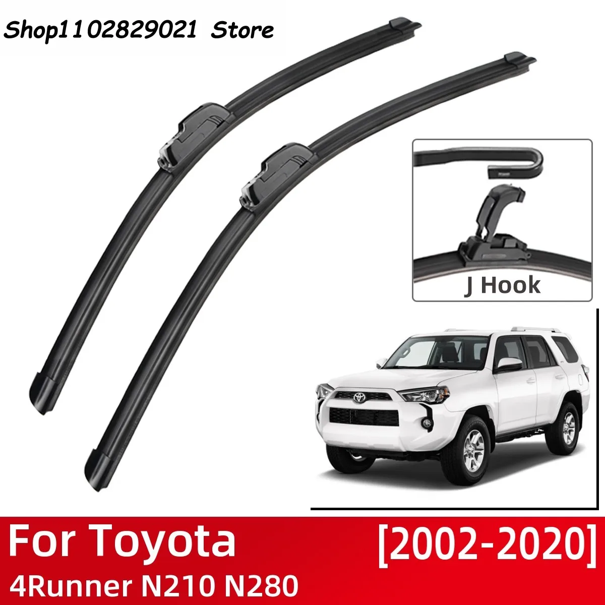 

For Toyota 4Runner N210 N280 2002-2020 Car Accessories Front Windscreen Wiper Blade Brushes Wipers U Type J Hooks 2020 2019 2018