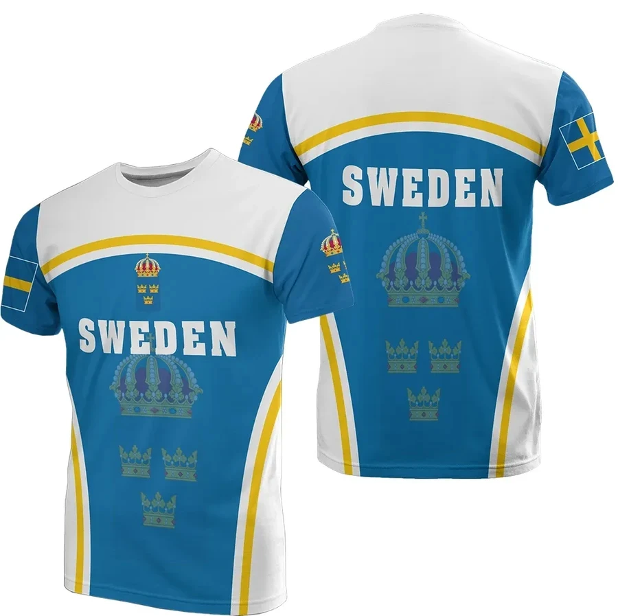 

Национальная эмблема, национальный флаг, шведская ретро-уличная одежда, 3D печать, веселая Повседневная футболка с коротким рукавом, для мужчин/женщин
