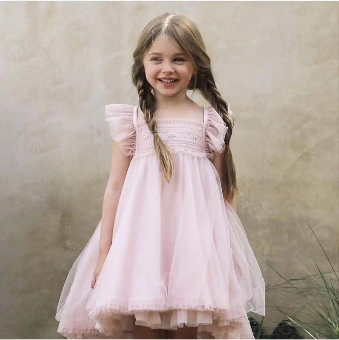

Ins popular girls dress summer sleeveless butterfly wings Princess mesh fairy fluffy skirt