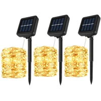 outdoor led solar string light fairy waterproof garden garland decoration 8modes copper wire light for street patio christmas