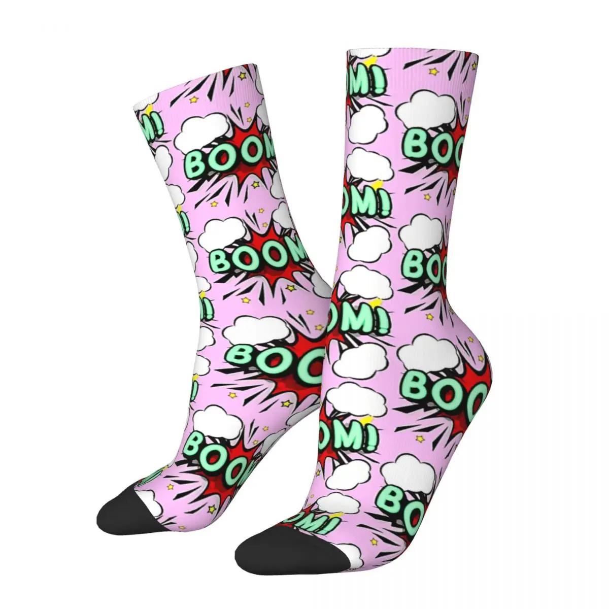 

Comic Book Lover BOOM Pink Men Women Socks Cycling Novelty Spring Summer Autumn Winter Stockings Gift