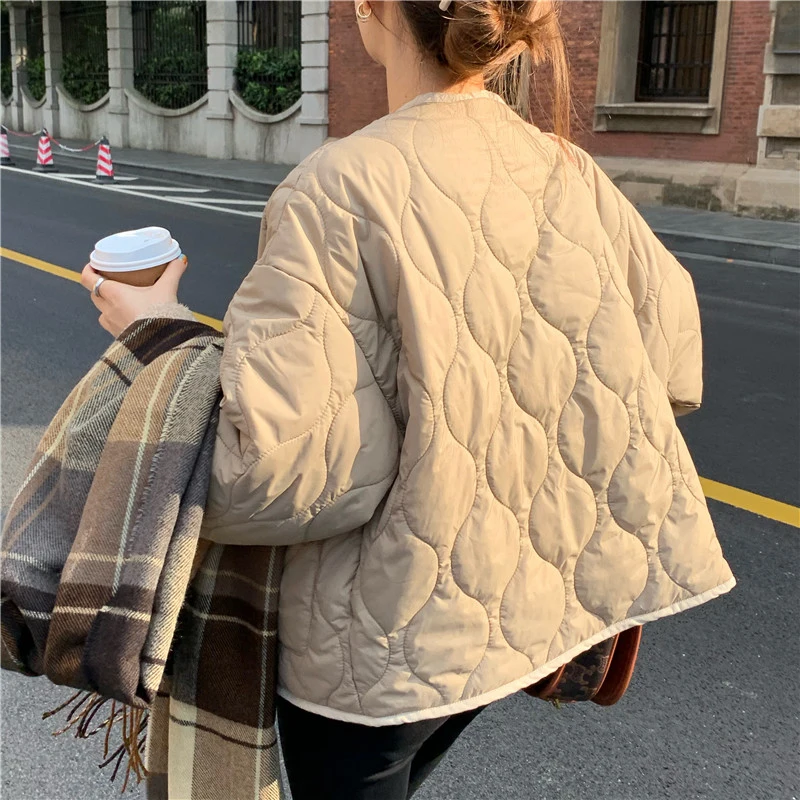 2021 Winter Solid Lambswool Patchwork Women Coat Thick Warm Loose Casual  Jacket Female Outwear Elegant Tops Winter Jackets